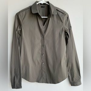Theory Terry Button Down Shirt Top Long Sleeve